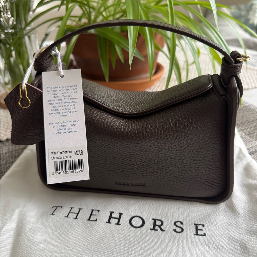 The Horse Mini Clementine Charcoal Leather Shoulder Bag